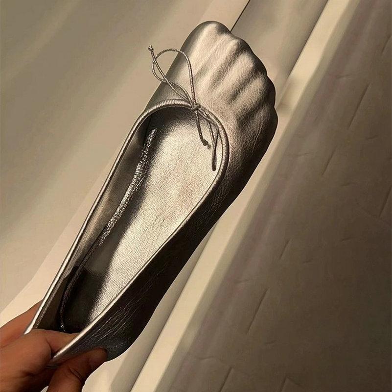 Fashion 2025 Luxury Flat Leather Ballet Shoes Ladies Spring And Summer Comfortable Soft Soled Shoes For Dancing On Light Casual Shoes