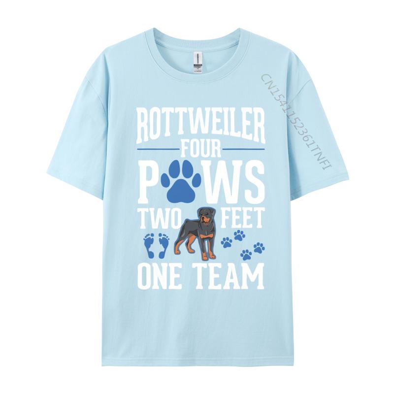 

Rottweiler Four Paws Two Feet One Team Tshirts Printed Men Tshirt Oversized Tops Tees Graphic T Shirts Men Cotton 4XL