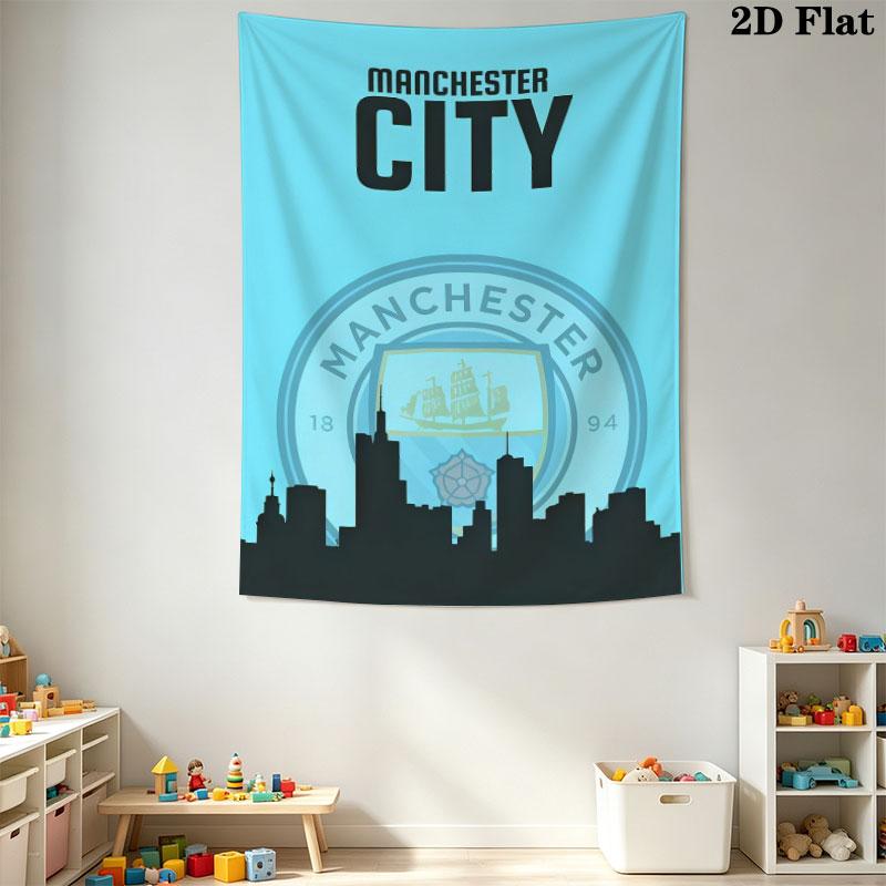 Historic MCFC WinsWall Hanging Printed Fabric Blanket Decorative Tapestries for Bedroom Living Room Home Decor