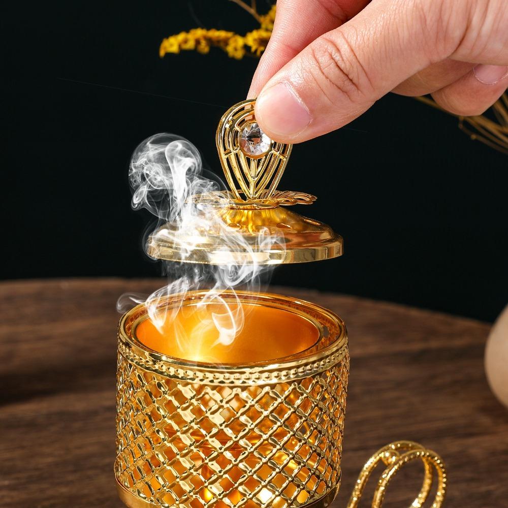 Handheld Metal Incense Stove Traditional Gold Aromatherapy Furnace Arabic Incense Burner  Hotel