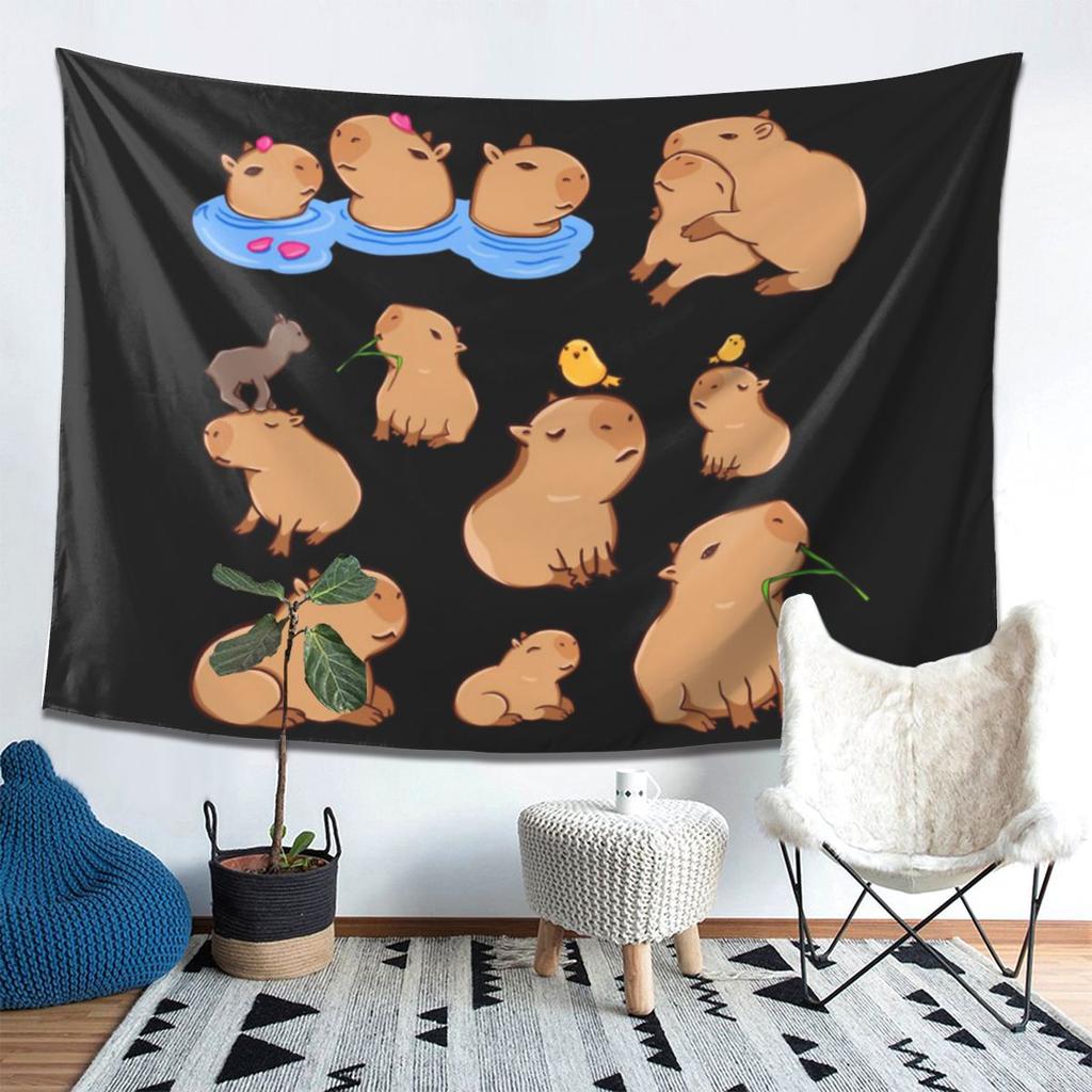 Capybara Muster Wandteppich Dekor Kunst Ästhetische Wandteppiche für Wohnzimmer Schlafzimmer Zuhause Wandtuch Wandbehang