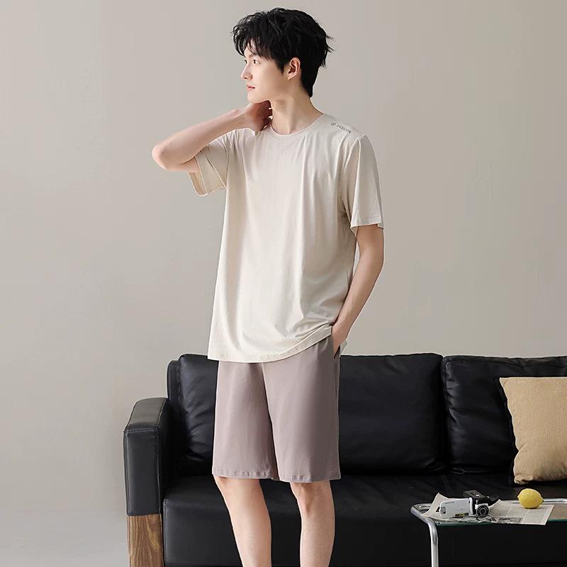 Modal pajamas men's summer 1011 new summer men's cool short-sleeved shorts large size loungewear set