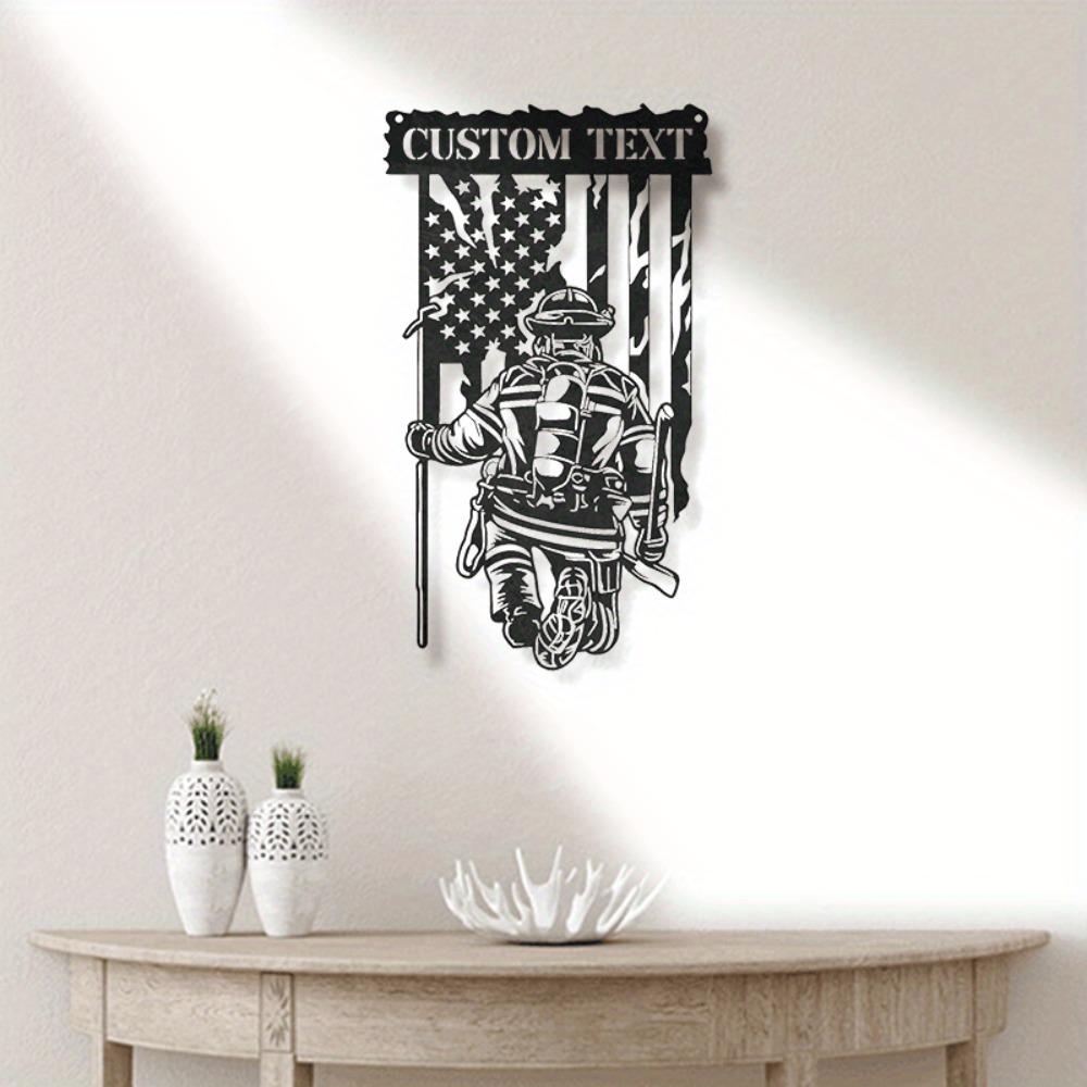Custom Tailored US Firefighter Metal Wall Sign, Mountable Contemporary Style for Honoring Firefighters, Wall Sculpture