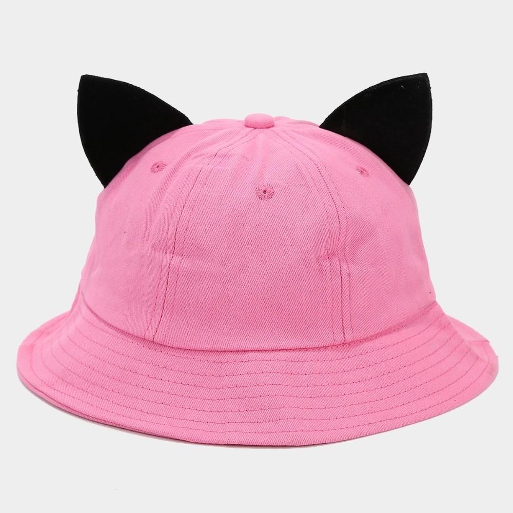 

Cute Ear Cat Ears Hat Cotton Basin Hat Fashion Fisherman Hat Women рожевий червоний колір