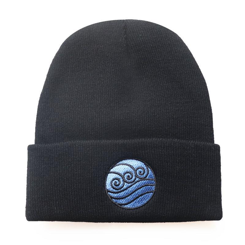 

Cartoon Avatar Last Air Bender Wool Hat Water tribe Embroidered knitted beanie hat Adjustable чёрный