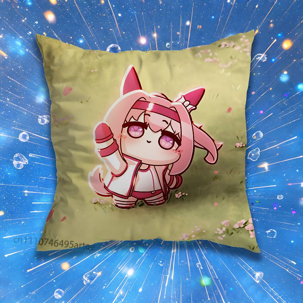 Haru Urara UUmamusume Pillow Case Living Room Sofa Cushion Cover Suitable For Home Bedroom Room Decoration