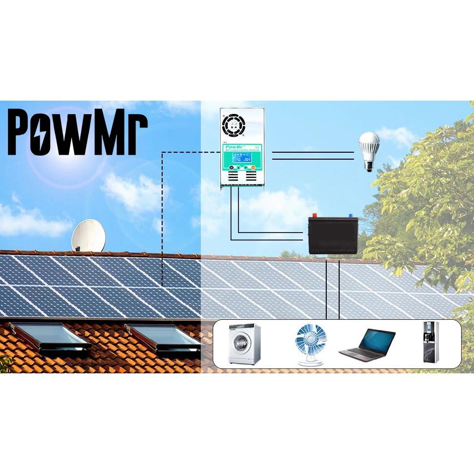 PowMr MPPT Solar Charge Controller 60A LCD Display 12V 24V 36V 48 Auto Solar Panel Battery Charge Regulator for Max 160VDC Input