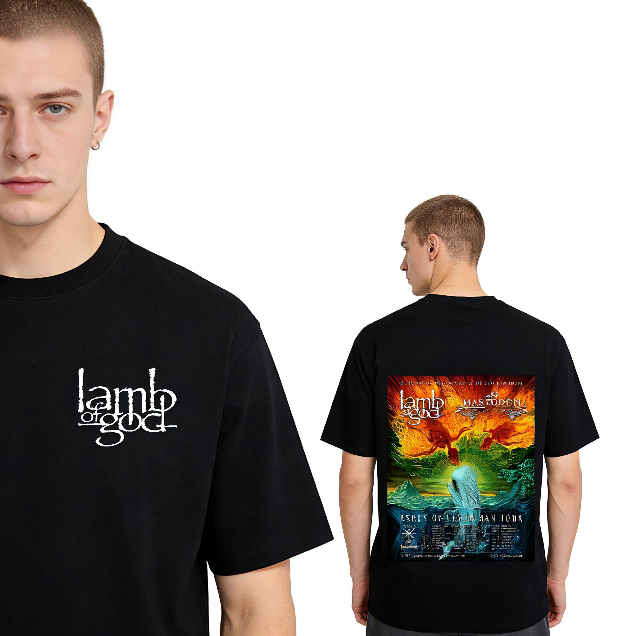 

2026 SpringSummer Savior Lamb X Mastodon Music Ashes Tour Pattern Printed HighQuality Cotton Unisex TShirt S