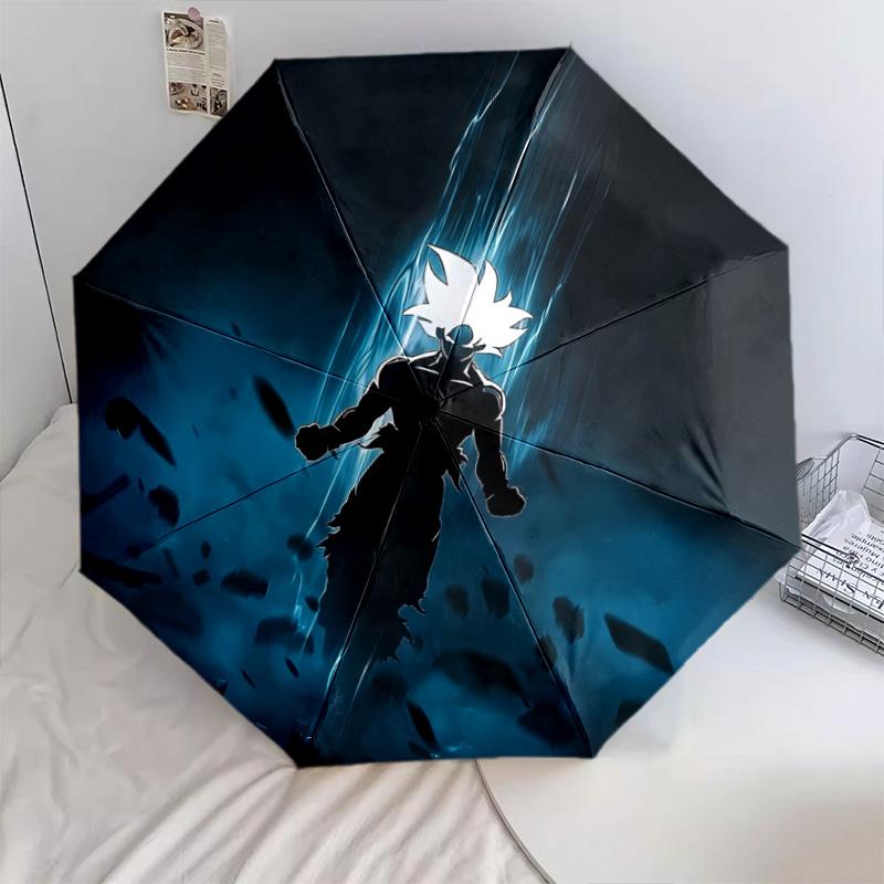 Padrão Dragon Ball, guarda-chuva de dobra automática, design portátil e dobrável, 8 varetas, um presente de Natal ou aniversário.
