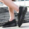 All Black Single Net Flying Knitting Solid Color Casual Sports Shoes Elastic Surface Comfortable Soft Baseplate Shoes