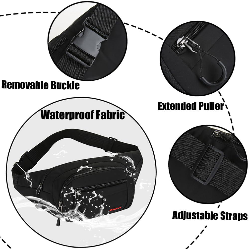 Men Women Waist Bum Bag Waterproof Sports Running Hiking Cycling Unisex Fanny Pack Holiday Travel Money Belt Pouch Wallet