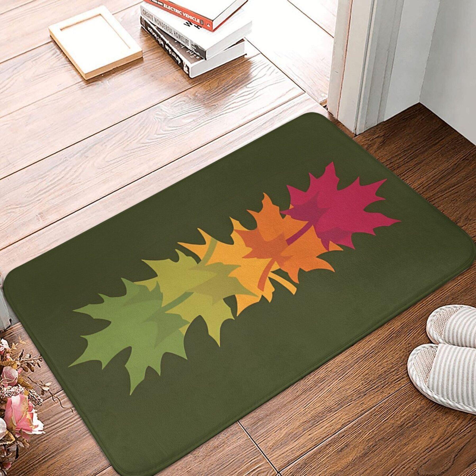 

Maple Leaf Print Polyester Doormat- Machine Washable, Lightweight, Non-Slip Backing, Machine Made Rectangle Welcome Mat for Indo 40x60cm
