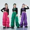 Children's Street Dance Fashion Suits Girl's Jazz Performance Hip-hop Clothes Color Matching Cool Wide Leg Pants 2-piece Set