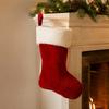 Durable Holiday Home Accents 18 Inch Christmas Stocking, Classic Large Fireplace Hanging Plush Stocking Decoration Bags with White Soft Cuff for Xmas