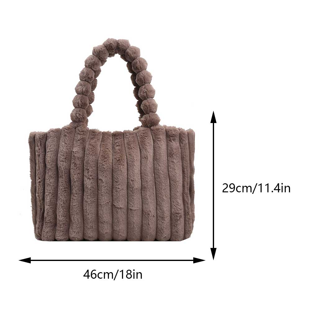

Модна плюшева сумка-тоут Повсякденна верхня сумочка Однотонна пухнаста сумка через плече великої місткості Пухнаста сумка для покупок Стильна дорожня сумка Портмоне кавовий
