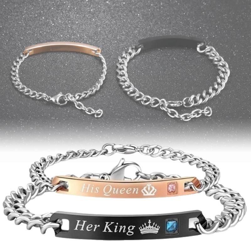 Elegant Alloy Geometric Couple Bracelets Fashionable Valentine's Day Gift