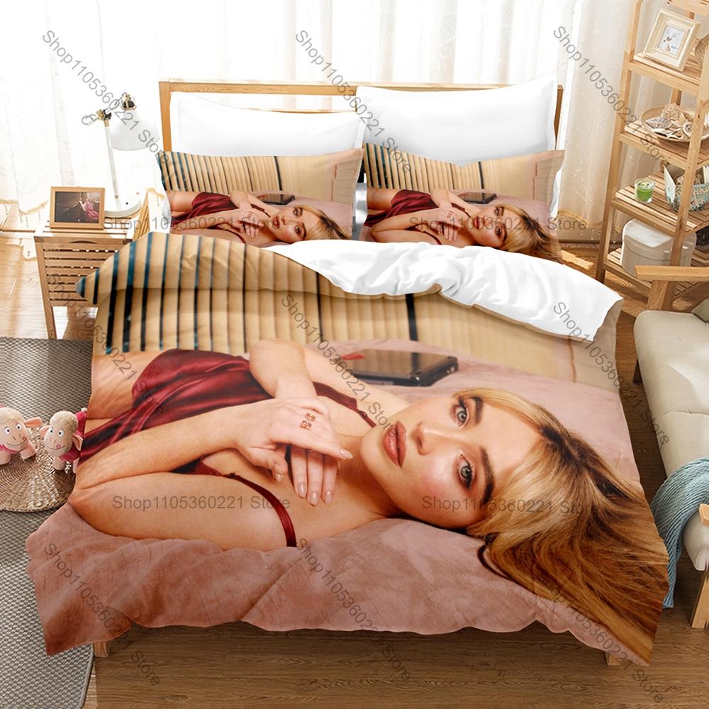 Personality Sabrina Carpenter New Bedding Set Music Star Print Duvet Cover Pillowcase Bedroom Home Decor For Fans Music Artist T
