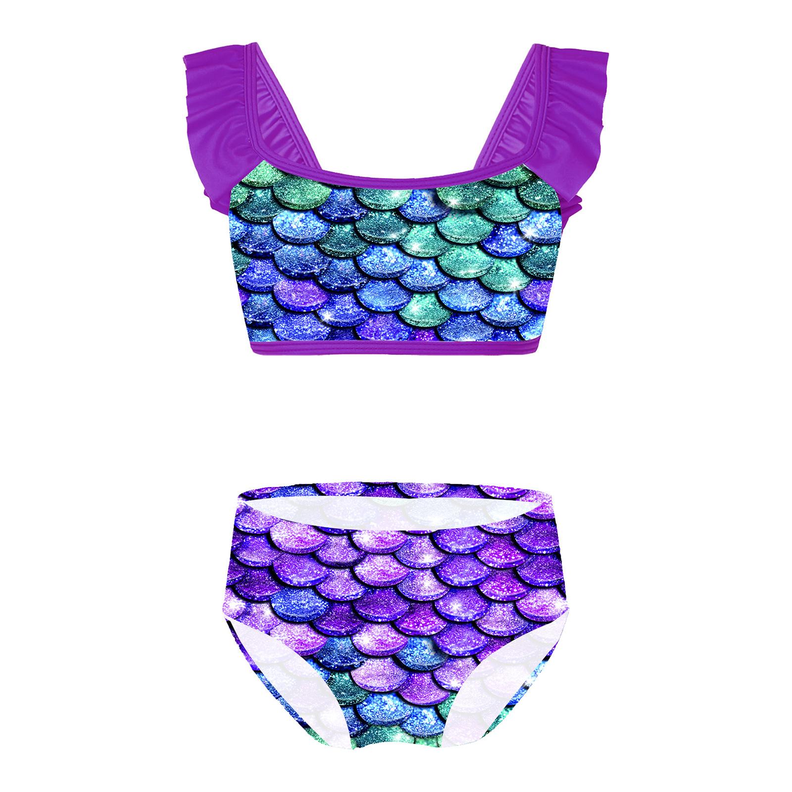 

Girls Two Piece Swimwear Ruffled Tankini Top Matching Briefs Holiday Beach Bathing Suit Outfit 11-12 Years