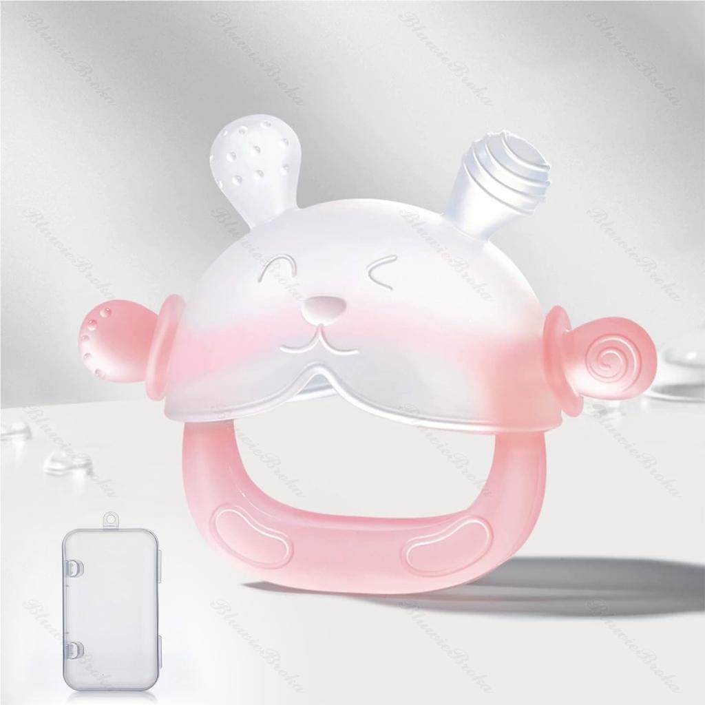 BluewieBroka Teething Toy for Thumb Sucking Handle to Prevent Silicone Teether for Babies 0 Years Safe Infant Teething Baby Storage Recommended by