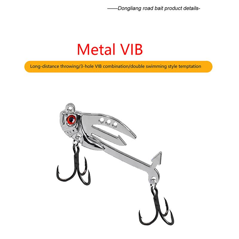 Metal Vib Fishing Lure 2-In-1 Fake Angling Baits Long Throwing Realistic 3D Eyes Fishing Baits For Catfish Bass Trout Vib Tackle