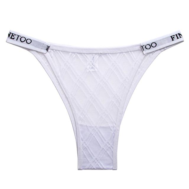 

FINETOO кружевные трусики женские S-XL бразильские трусы стринги с низкой посадкой женские сексуальные трусики нижнее белье с надписью женские стринги нижнее белье S белый