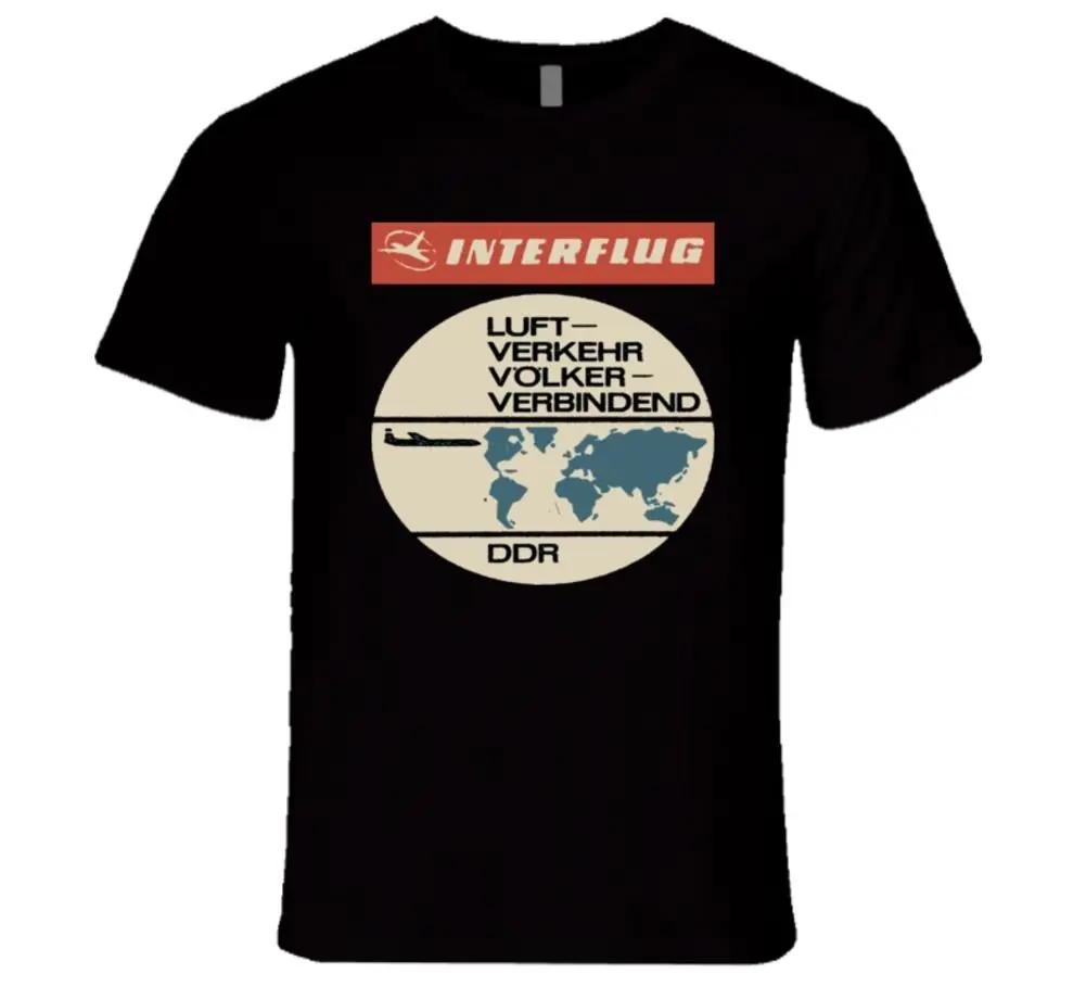 

Retro Interflug East German Airline Air Transport TShirt 100 Cotton ONeck Summer Short Sleeve Casual Mens Tshirt Size S3XL S