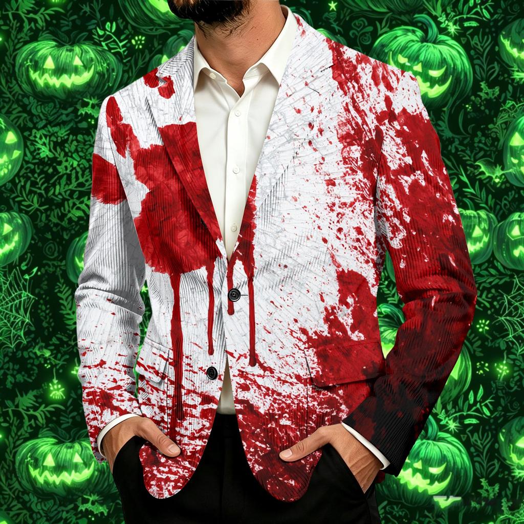 Men's Corduroy Business Casual with Halloween Print for Fall Parties and Everyday Wear