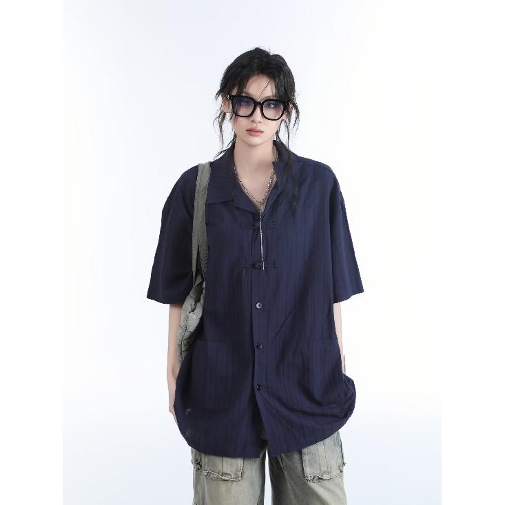 Summer Clothing Men'S Retro Casual Shirt Student Loose Niche Design Fun New Men'S Top For Outdoor Wear