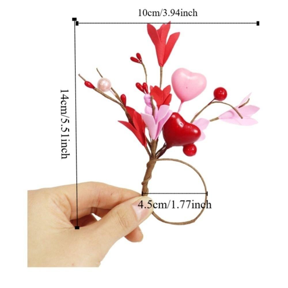 5PCS Artificial Flower Napkin Ring Elegant Romantic Design Napkin Holder Heart Symbol Napkin Buckle Valentine's Day