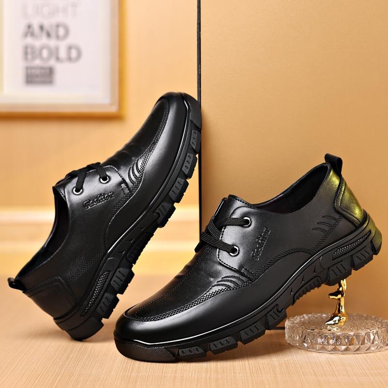 Men's first-layer cowhide business dress casual shoes soft-soled soft leather breathable middle-aged father leather shoes
