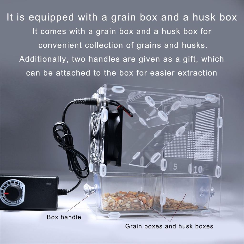 Bird Seed Processor Acrylic Shell Splitter Adjustable Speed Fan Detachable Washable for Quick and Efficient Shelling