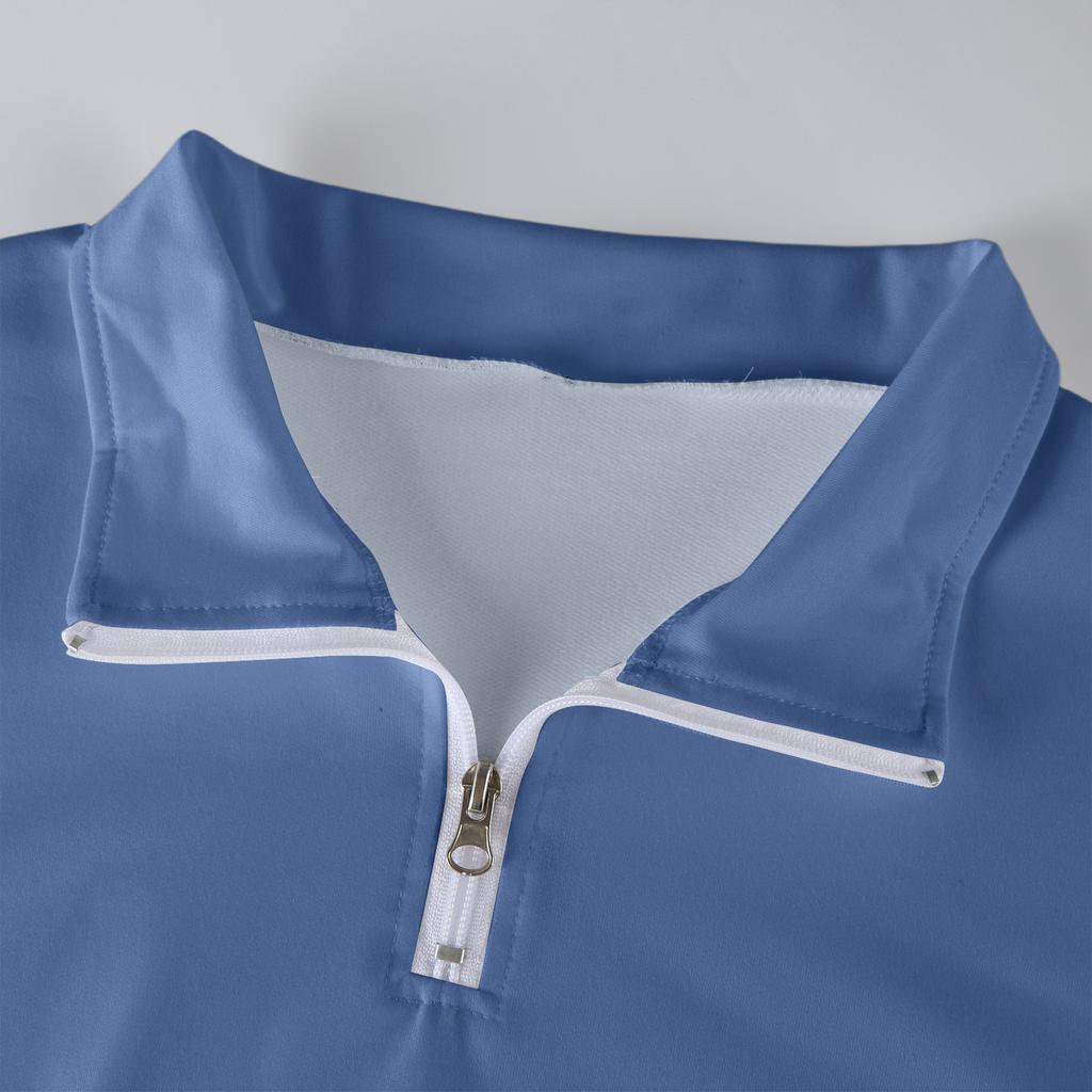 Men's Casual Long-Sleeved Collared Quarter-Zip Sweatshirt