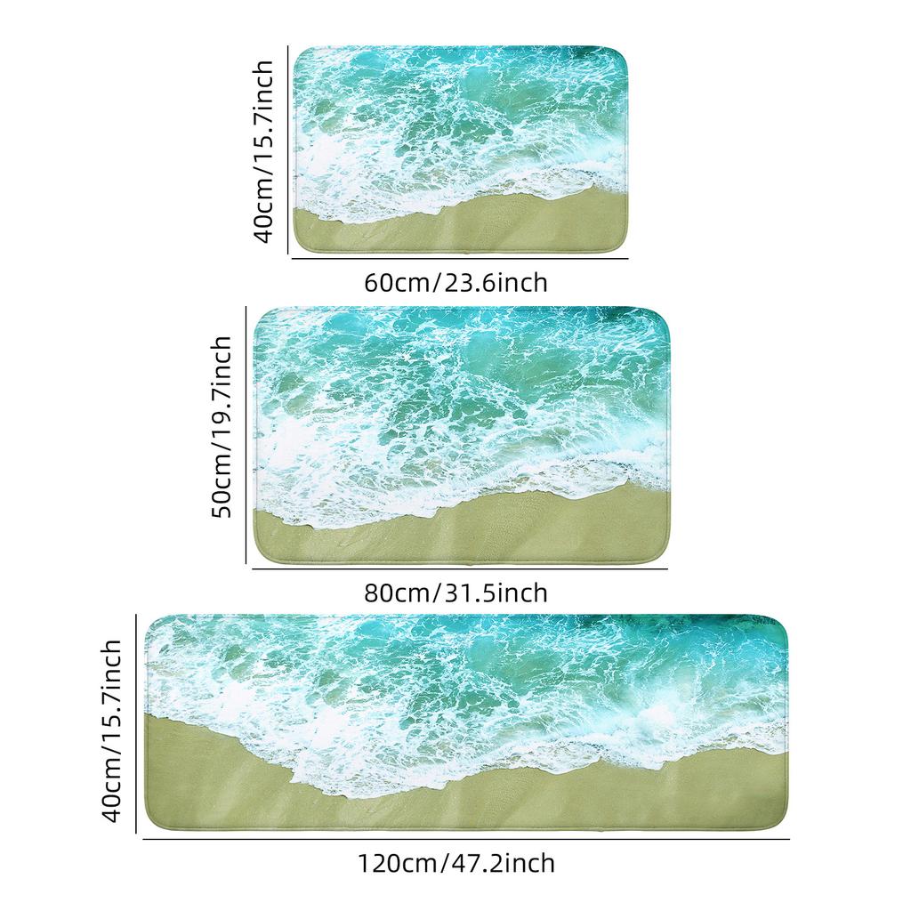 1 Stück Welle Strand Badematte, ultraweiches wasserabsorbierendes Polyester rutschfester Teppich waschmaschinenwaschbar rechteckig Plüsch kni