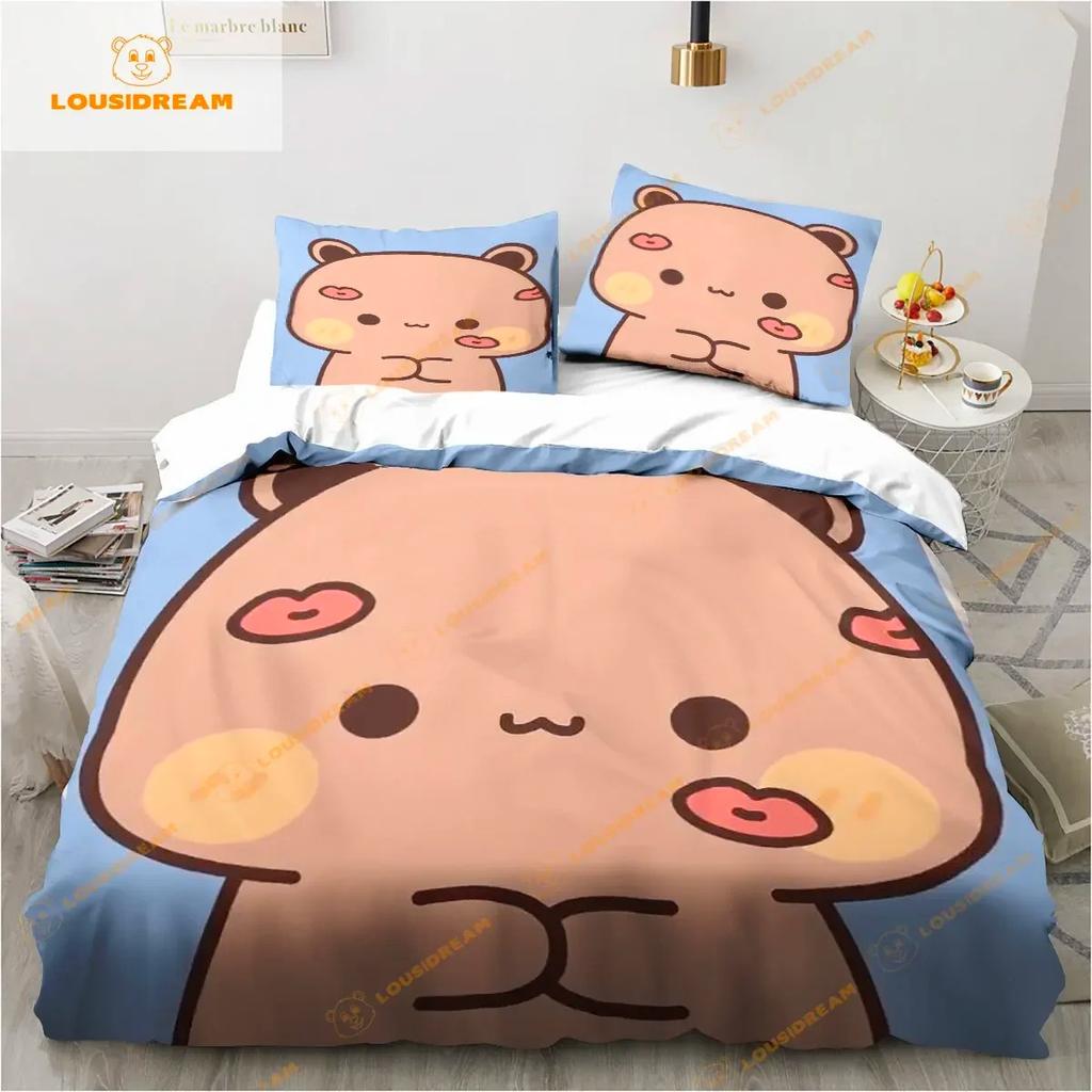 Bubu Dudu Cartoon Cute Bear Kawaii Christmas Gift King Twin Double Child Bedding Set Microfiber or Polyester Duvet Cover Set