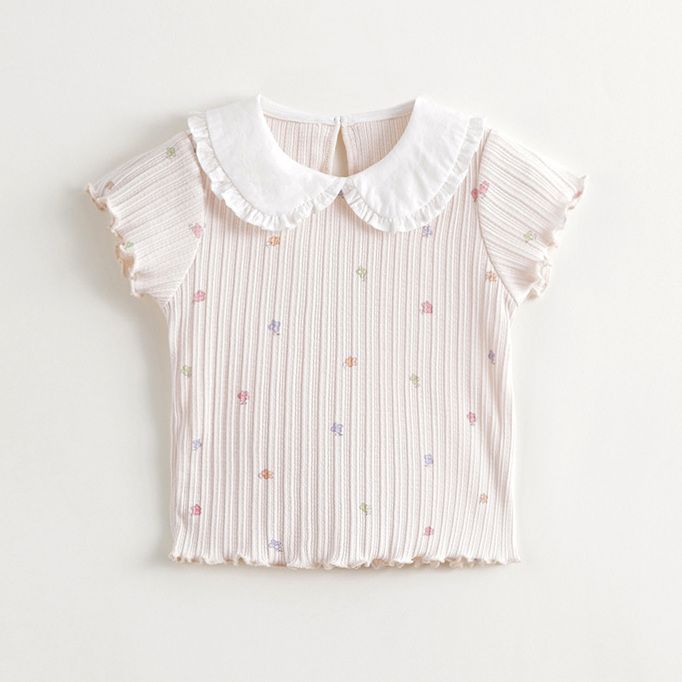 Girl Doll Collar Baby Short Sleeved Cute T-shirt Cotton Top Thin Summer Baby New Style