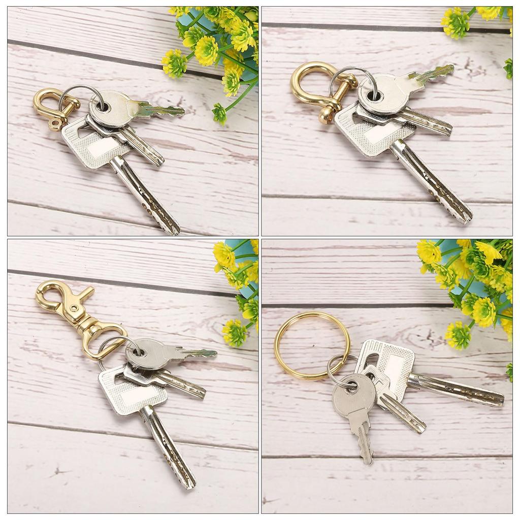 PATIKIL Lobster Rasp Keychains, 2-Pack, 3/4" Brass Oval Lobster Rasp Swivel Trigger Snap Hook Purse Lanyard Clips for DIY Leather Crafts
