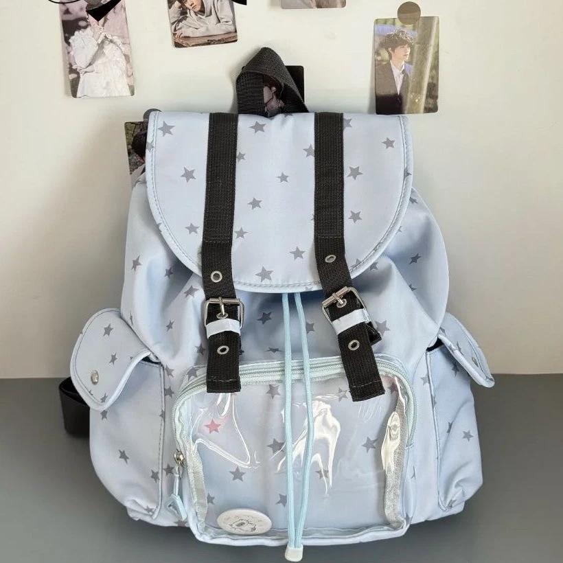 New Sweet Cool Ulzzang Ita Bag Large Capacity Casual Commuting Backpack Lightweight Casual Backpack Women's Transparent Backpack