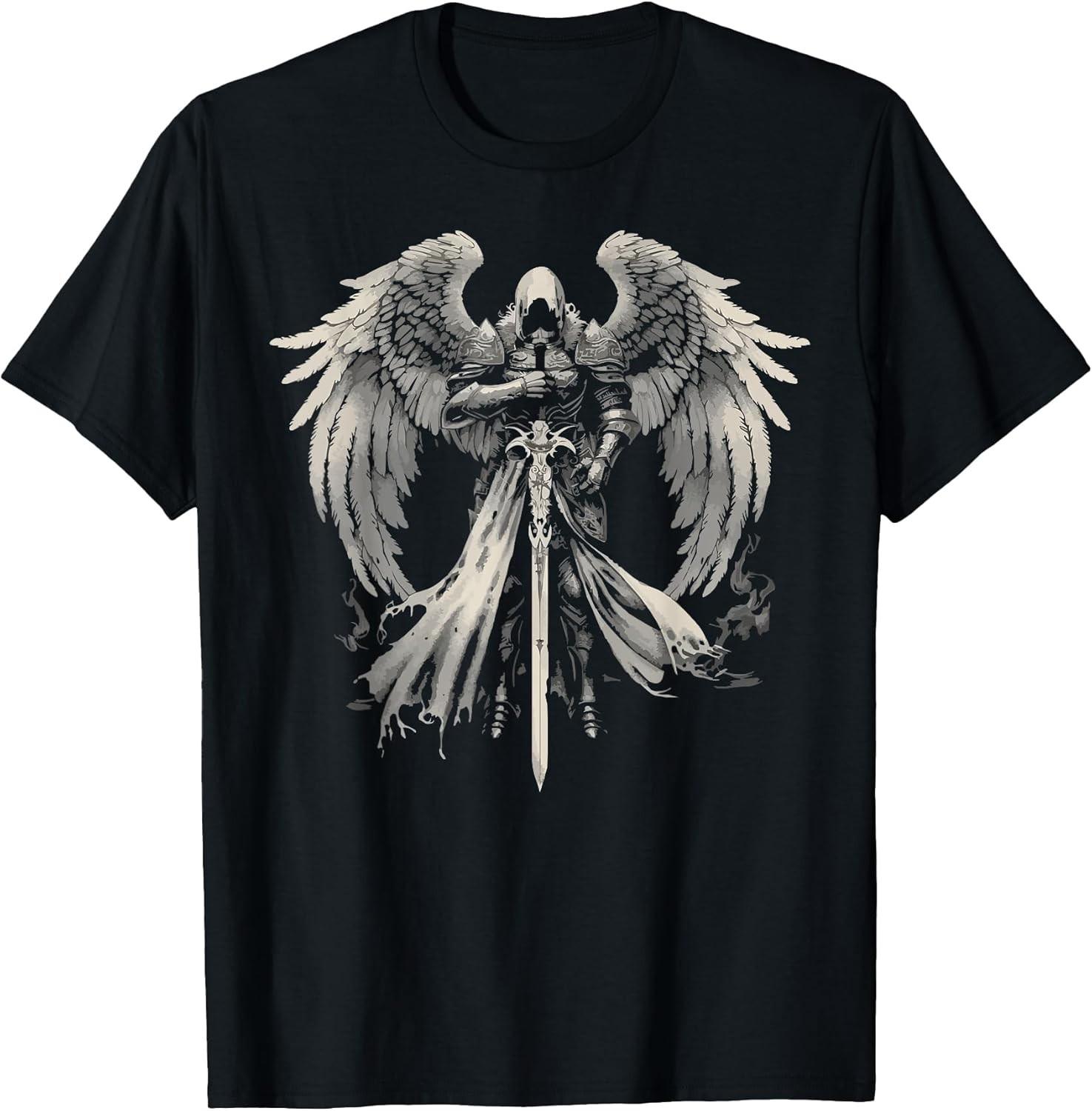 Archangel Gabriel Catholic Christianity Guardian Angel Cotton Tee - MADE IN USA XXL