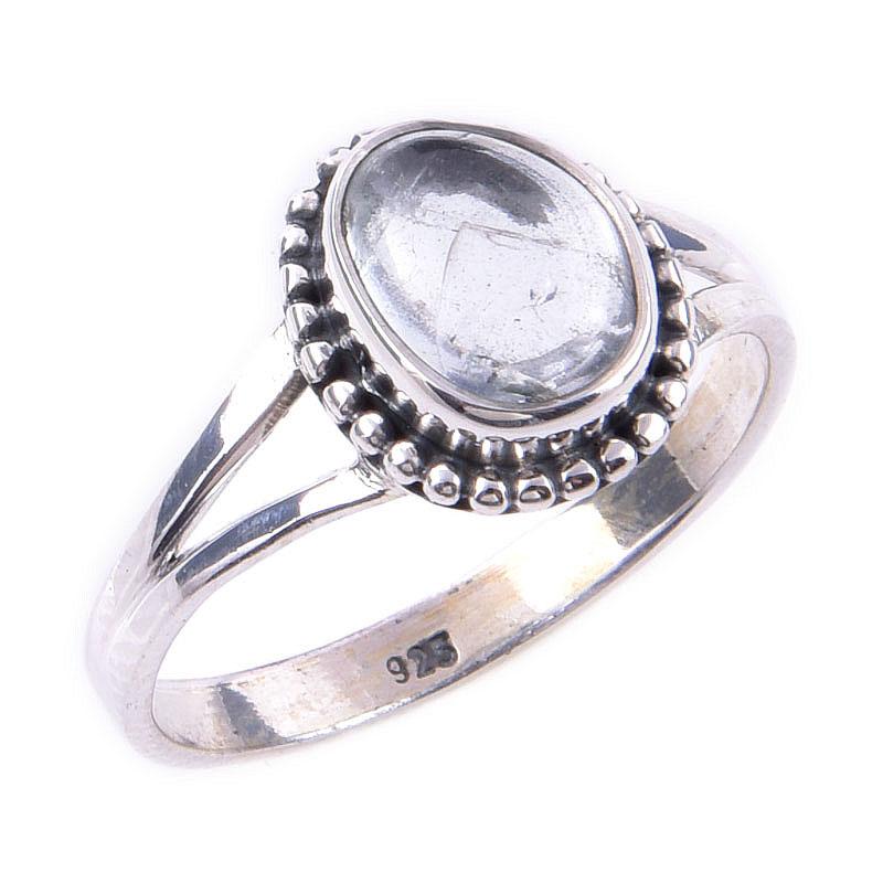Natural Aquamarine Gemstone Handmade 925 Solid Sterling Silver Ring Size 9 R1E42