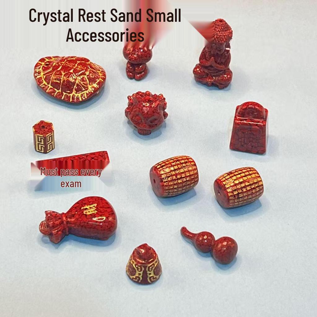 Original Gold-Plated Cinnabar Turtle Shell Fu Plaque and Gourd Pouch Accessories