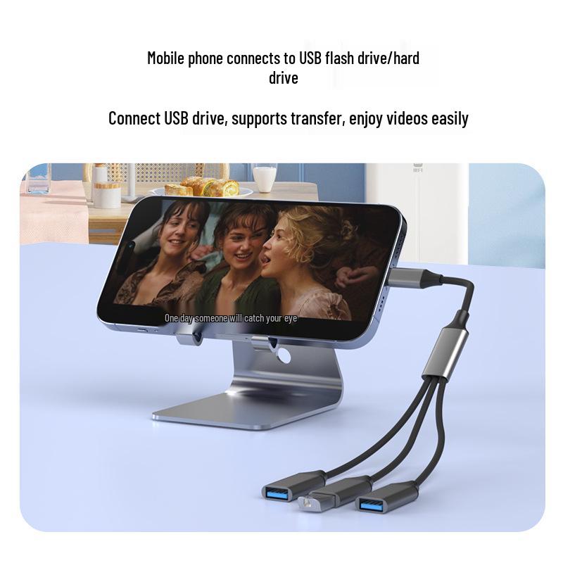 Type-C to USB 3.0 One-to-Three Splitter Hub for Keyboard and Mouse OTG Adapter