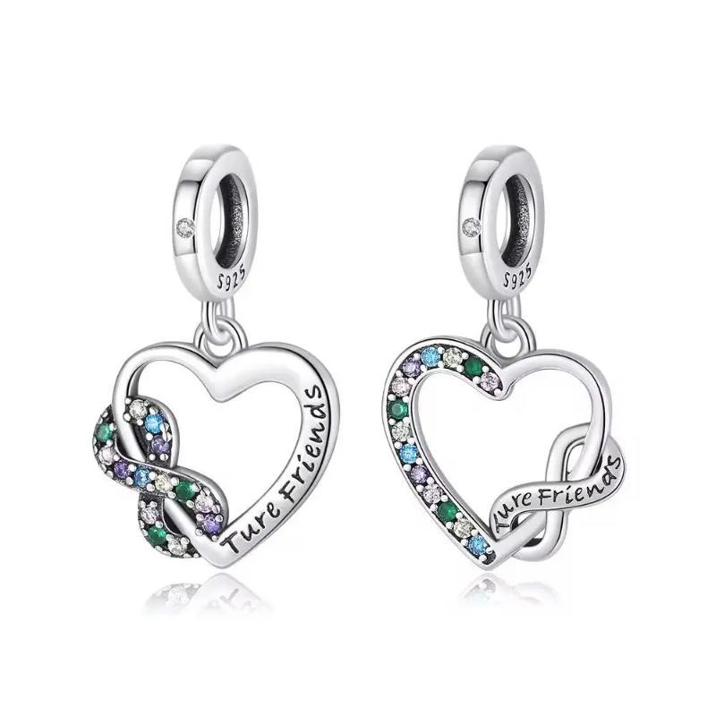 New Copper Shining Colorful Zircon Love Bow Fitting Charm Pendant Fit For Original Bracelet Diy Girls' Jewelry Love Gift