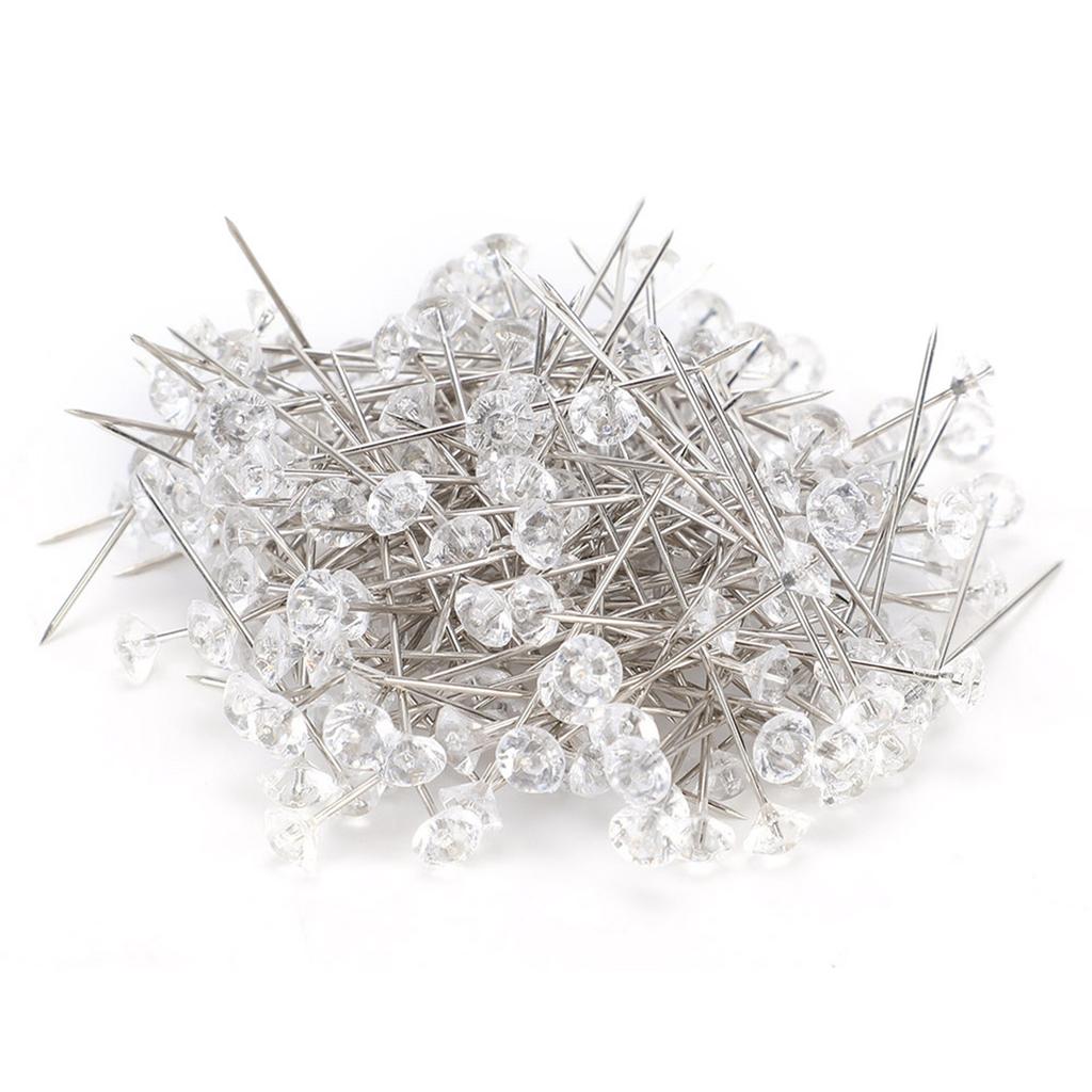 200Pcs Flower Bouquet Pins Brooch Sewing Crystal Head Pearl Needle for Wedding Jewelry Decoration