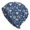Custom Anchor Nautical Compass Captain Sailor Adventure Bonnet Femme Fashion Knitting Hat For Women Men Winter Warm Beanies Caps