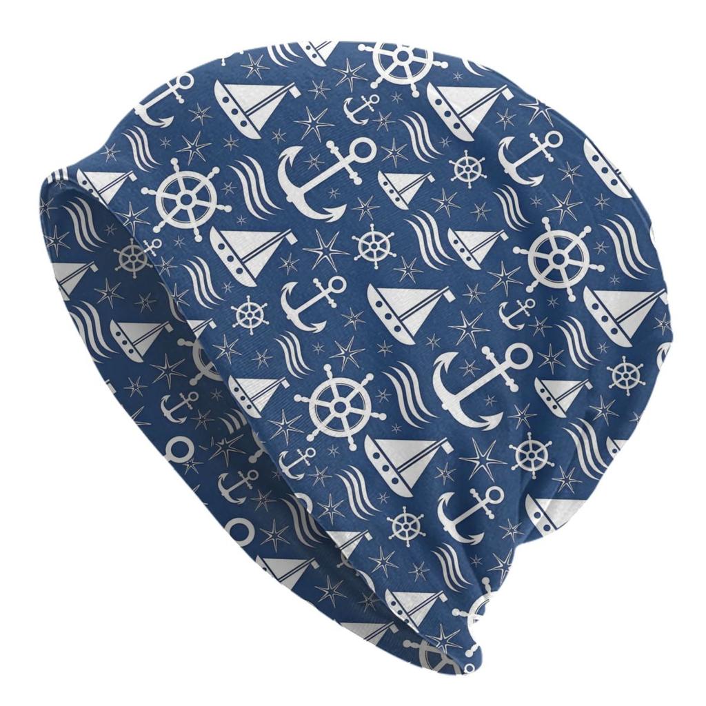 Custom Anchor Nautical Compass Captain Sailor Adventure Bonnet Femme Fashion Knitting Hat For Women Men Winter Warm Beanies Caps