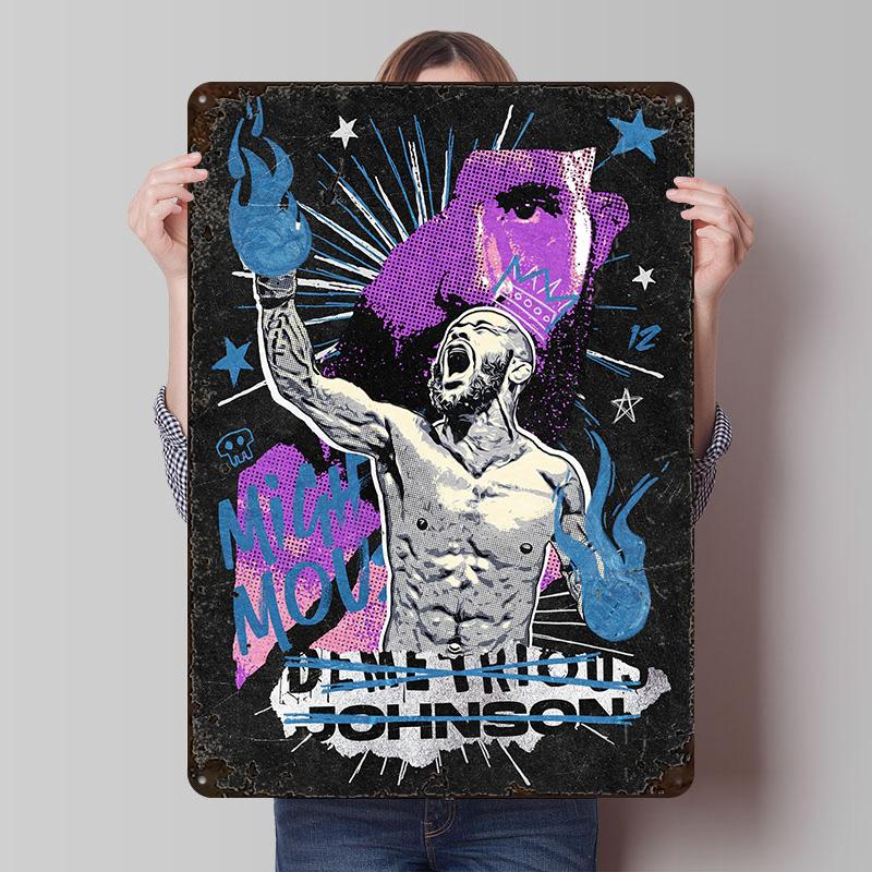 Demetrious Johnson MMA Metal Poster Customized Wall Art Retro Vintage Tinplate Signs for Man Cave House Home Decorations Decor 20x30cm(7.8x11.8inch)