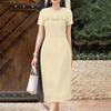 ZANZEA Women Elegant Casual Lace Patchwork Summer Short Sleeve Sheath Dress