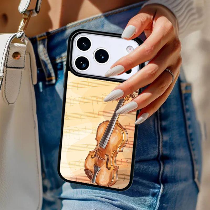 Musical Notes Violin Classical Phone Case For iPhone 17 Air 14 15 13 12 Max Cover For Apple 16e 11 Pro Max Plus Coque