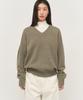Leopeusaideuhwaiteulabel Whole Garment V Neck Knit Camping Green