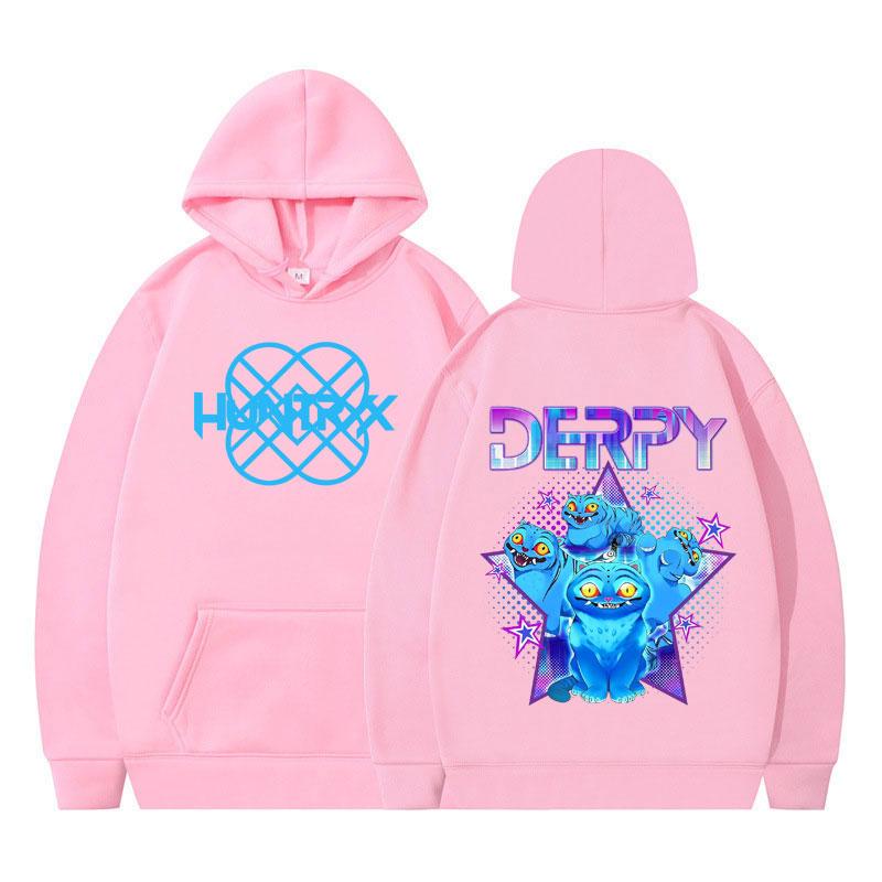 KPop Demon Hunter Derpy Cartoon Hooded Sweatshirt Men Women Korean Fashion Casual Clothing Hoodie Winter Oversized Pullover Tops